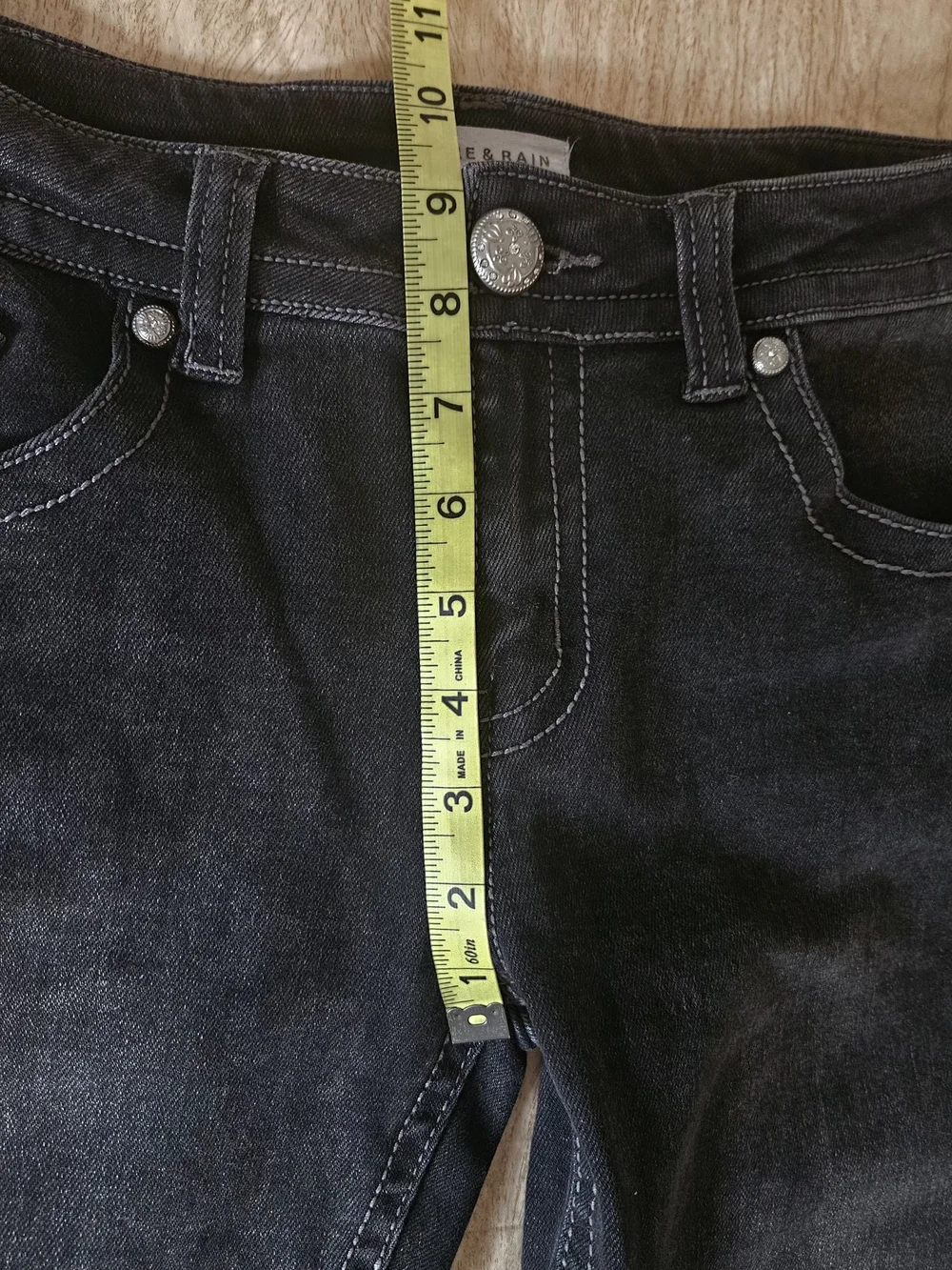 Fire & Rain Y2K Black Flare Jeans Angel Wing Rhinestone Pockets Size 11 - Picture 14 of 16